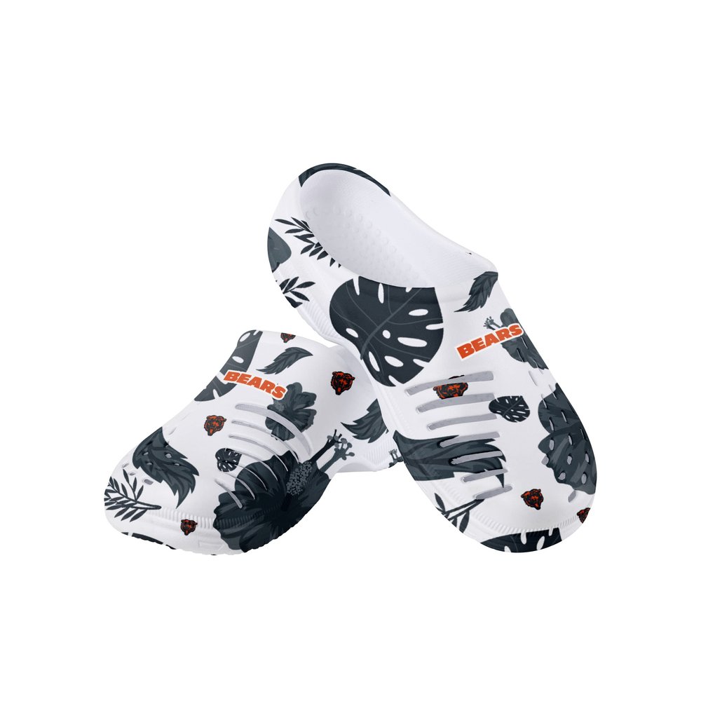 FOCO Chicago Bears NFL Womens Floral White Clog - XL