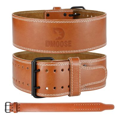 DMoose Belt for Weightlifting Genuine Leather for Men and Women, 4 Inch Wide, Adjustable Buckle, 5MM Thick for Weightlifting, Workout, Gym, Squat, Deadlift, Great Lower Back Support (Brown XXL)