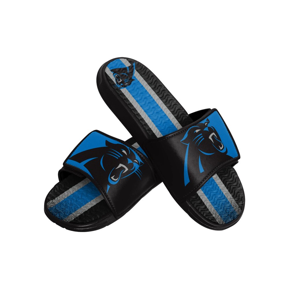 FOCO Carolina Panthers NFL Mens Team Stripe Gel Slide - S