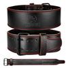 DMoose Gym Belt Genuine Leather for Men and Women, 4 Inch Wide, Adjustable Buckle, 5MM Thick for Weightlifting, Workout, Gym, Squat, Deadlift, Great Lower Back Support (Black/Red XXL) view 1