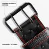 DMoose Gym Belt Genuine Leather for Men and Women, 4 Inch Wide, Adjustable Buckle, 5MM Thick for Weightlifting, Workout, Gym, Squat, Deadlift, Great Lower Back Support (Black/Red XXL) view 3
