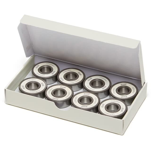 CCS Premium Skateboard Bearings - ABEC 7 and Ceramic (8 Pack, Ceramic)