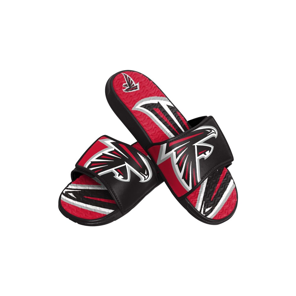 FOCO Boy's NFL Kids Team Sport Shower Gel Slide Flip Flop Sandals, Colorblock Big Logo, 4-5
