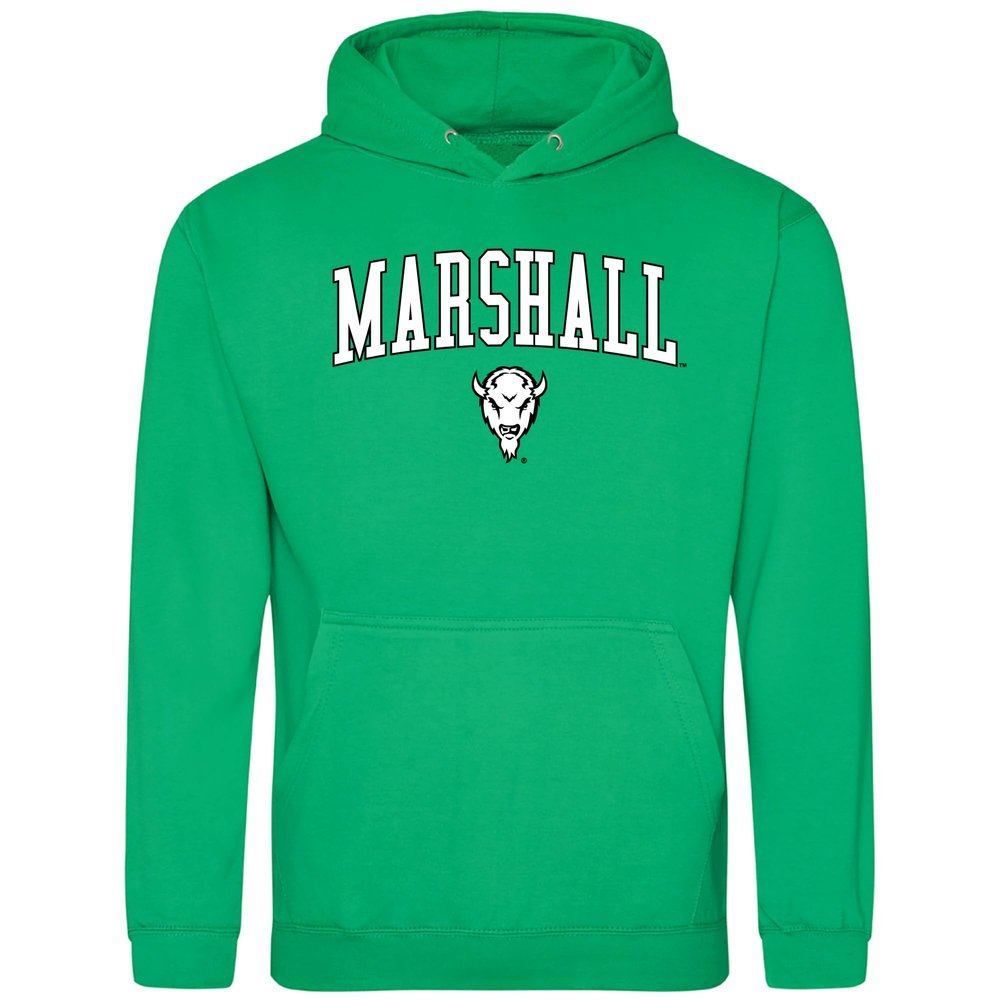 J2 Sport Marshall Thundering Herd Jumbo Arch Hooded Sweatshirt Irish Green