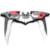 Kii Dark Twin Blade BAT Knife - Double Edge Folding Pocket with clip, 11" Stainless Steel Tactical Two Sharp Cut Spring Assisted Blade (Black & White Bats) view 1