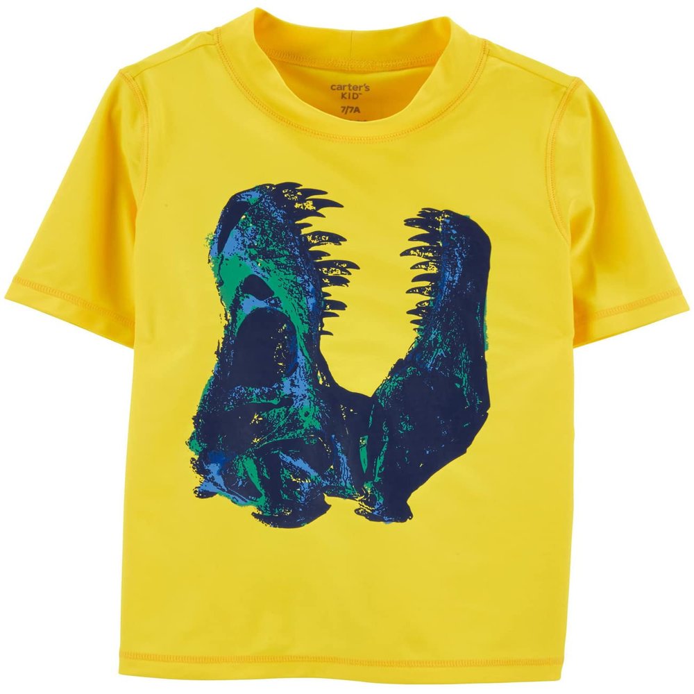 Carter's Boys' 1 Piece Rashguard (5, Yellow Blue Dinosaur)