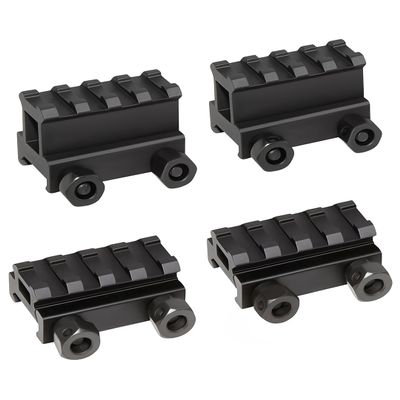 360 Tactical 1 inch High Profile Short Riser Mount Matte Black Picatinny 8 Slot for Scopes and Optics (1/2" Riser & 1" Riser - 2X Each)