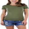 ToBeInStyle Women's Slim Fit Short Sleeve Longline Crew Neck Tee - Olive Green - S view 4