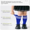 Zando Kid Soccer Socks Three Stripe Knee High Youth Softball Baseball Tube Compression Athletic Socks Children Halloween Cosplay for Boys Baby Girls Stockings 1 Pairs Blue White 4-6 Years view 2