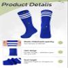 Zando Kid Soccer Socks Three Stripe Knee High Youth Softball Baseball Tube Compression Athletic Socks Children Halloween Cosplay for Boys Baby Girls Stockings 1 Pairs Blue White 4-6 Years view 4