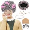 PHOGARY Old Lady Costume Set, Old Lady Set Granny Wig with Hair Rollers, Wig Cap, Grandma Glasses, Eyeglass Chain, Pearl Necklace Grandmother Dress Up Accessories for Dress Up Party Halloween Cosplay view 1