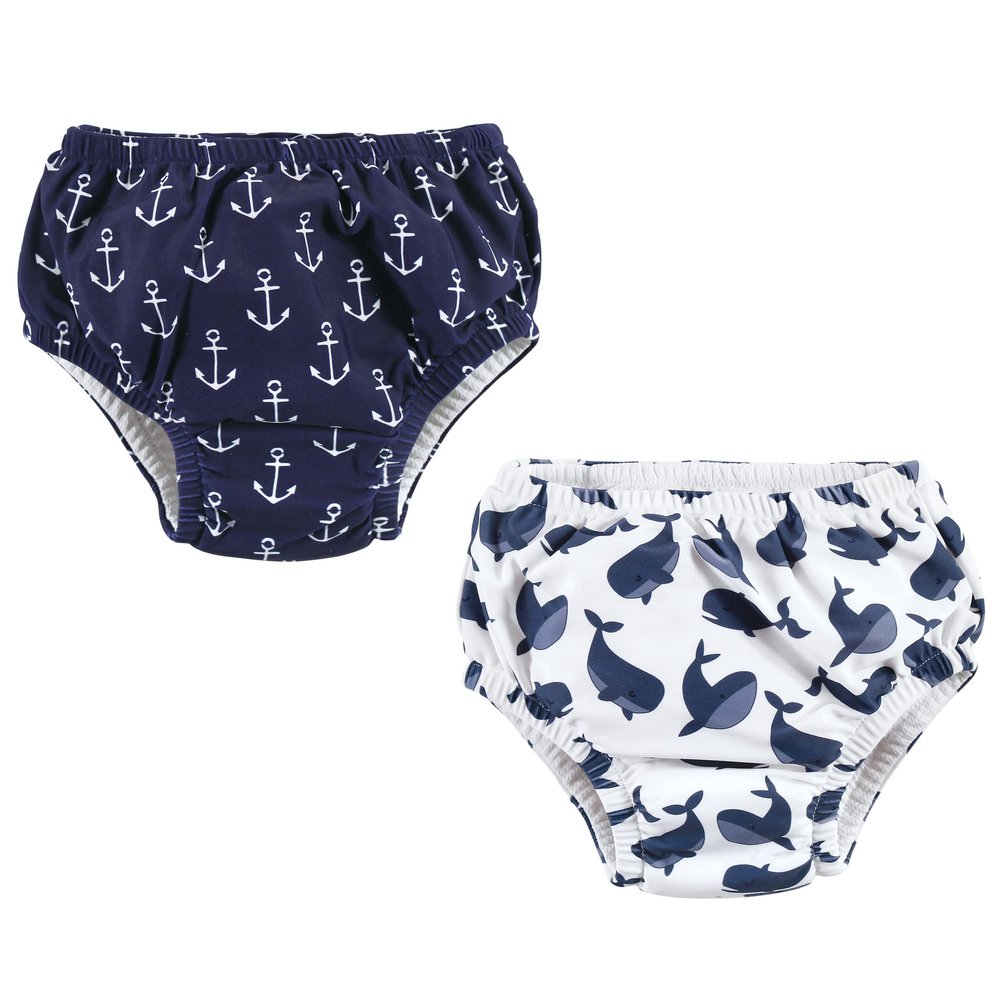 Hudson Baby Unisex Baby Swim Diapers, Whale Anchor, 3 Toddler