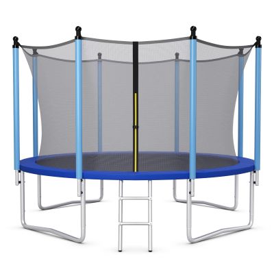 GYMAX Trampoline, 8FT 10FT 12FT 14FT 15FT 16FT Recreational Trampolines w/Safety Enclosure Net & Ladder - ASTM Certificated, Outdoor Trampoline for Kids and Adults (12FT, Internal-Net)