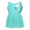 Moggemol Kids Girls Sparkly Figure Ice Skating Dress Gymnastics Ballet Lyrical Dance Leotard Tutu Skirted Dancewear Turquoise 10 Years view 1