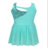 Moggemol Kids Girls Sparkly Figure Ice Skating Dress Gymnastics Ballet Lyrical Dance Leotard Tutu Skirted Dancewear Turquoise 10 Years view 2