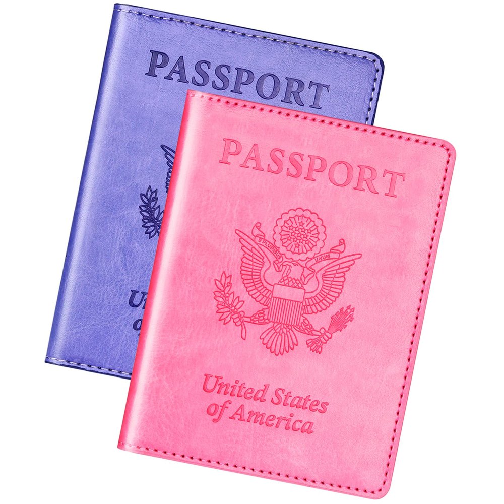 Herain Passport Holder for Travel Cruise Essentials 2 Pcs, Passport Cover Wallet Case Travel Gifts Women Men Family, Passports Book Holders Vacation Accessories Must Haves
