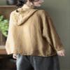 chouyatou Women's Spring Summer Oversized Button Down Hooded Linen Shirt Jacket Top (Medium, Yellow) view 2