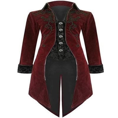 GOLDSTITCH Mens Medieval Steampunk Tailcoat Velvet Victorian Gothic Vintage Frock Halloween Costume Coat