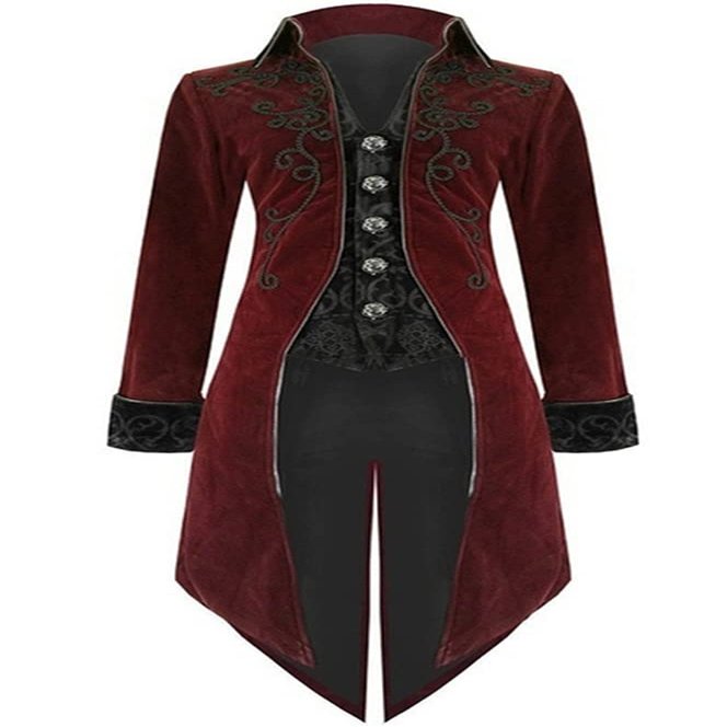 GOLDSTITCH Mens Medieval Steampunk Tailcoat Velvet Victorian Gothic Vintage Frock Halloween Costume Coat