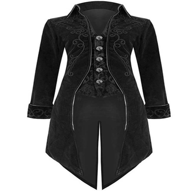 GOLDSTITCH Mens Medieval Steampunk Tailcoat Velvet Victorian Gothic Vintage Frock Halloween Costume Coat