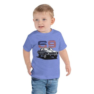 JG Infinite 1969 69 Camaro Chevy Muscle Cars American Collector Car Toddler Short Sleeve Tee Heather Columbia Blue