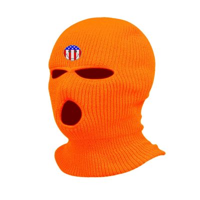 USA Flag Ski Mask Smiley Face Embroidered Three Hole Mask Knit Happy Graphic Balaclava (Orange)
