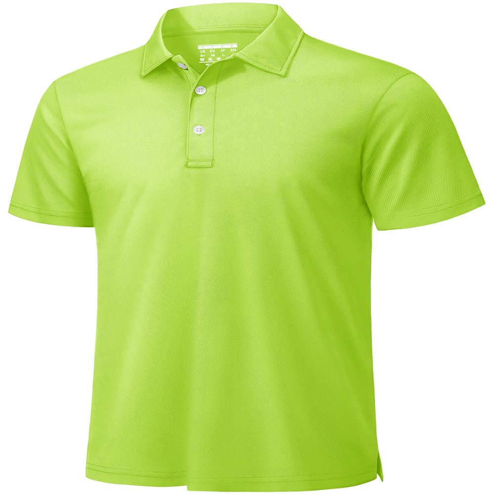 TACVASEN Mens Golf Shirt Dry Fit Mens Polo Shirts Short Sleeve Performance Golf Polos for Men with Collar Work Shirts Neon Green, 2XL