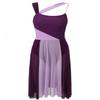 Hularka Women's Lyrical Modern Dance Color Block Ballet Leotard Dress for Dance Competition Costume Violet Small view 3
