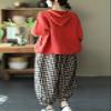 chouyatou Women's Spring Summer Oversized Button Down Hooded Linen Shirt Jacket Top (Medium, Red) view 2