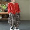 chouyatou Women's Spring Summer Oversized Button Down Hooded Linen Shirt Jacket Top (Medium, Red) view 4
