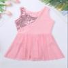 Moggemol Kids Girls Sparkly Figure Ice Skating Dress Gymnastics Ballet Lyrical Dance Leotard Tutu Skirted Dancewear Pink Sequins 6 Years view 2