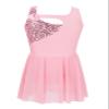 Moggemol Kids Girls Sparkly Figure Ice Skating Dress Gymnastics Ballet Lyrical Dance Leotard Tutu Skirted Dancewear Pink Sequins 6 Years view 4