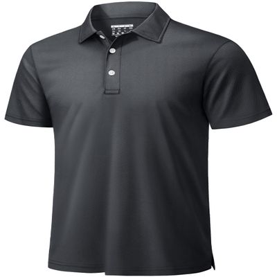 TACVASEN Mens Golf Shirt Dry Fit Mens Polo Shirts Short Sleeve Performance Golf Polos for Men with Collar Work Shirts Dark Grey, S
