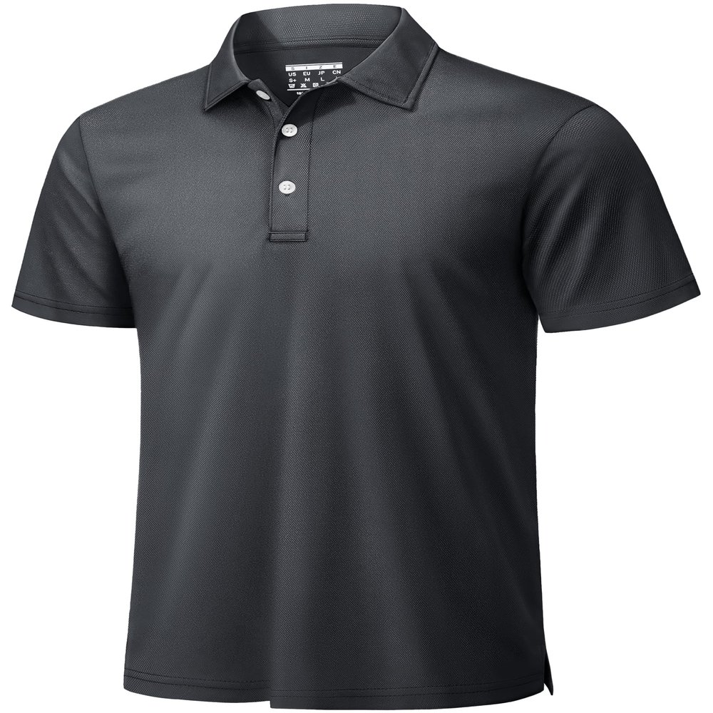 TACVASEN Mens Golf Shirt Dry Fit Mens Polo Shirts Short Sleeve Performance Golf Polos for Men with Collar Work Shirts Dark Grey, S