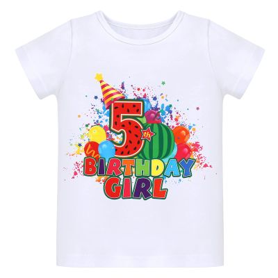 Watermelon 5th Birthday Girl Shirt for Toddler Baby Girls Rainbow Watermelon Cake Smash Outfit Summer Short Sleeve Cotton Romper