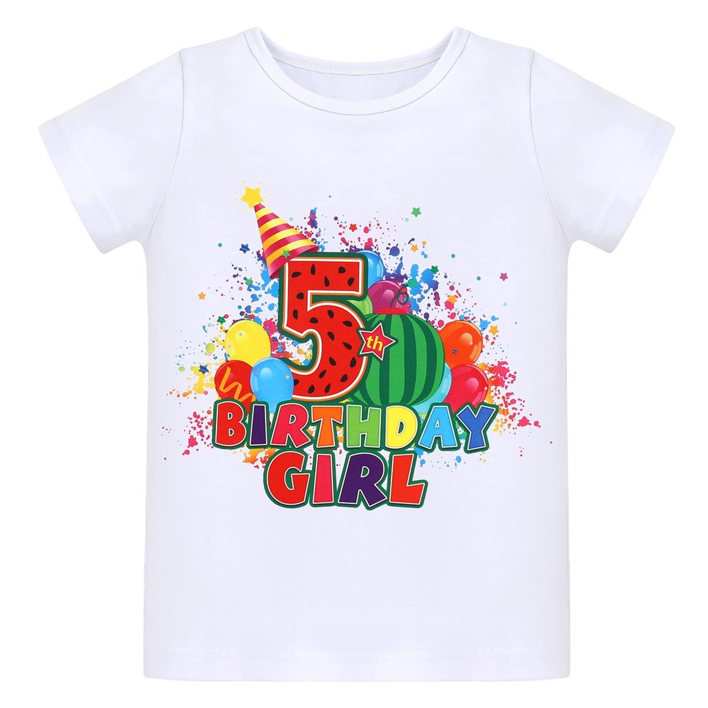Watermelon 5th Birthday Girl Shirt for Toddler Baby Girls Rainbow Watermelon Cake Smash Outfit Summer Short Sleeve Cotton Romper