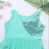 Moggemol Kids Girls Sparkly Figure Ice Skating Dress Gymnastics Ballet Lyrical Dance Leotard Tutu Skirted Dancewear Turquoise 12 Years view 3
