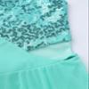 Moggemol Kids Girls Sparkly Figure Ice Skating Dress Gymnastics Ballet Lyrical Dance Leotard Tutu Skirted Dancewear Turquoise 12 Years view 4