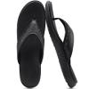 KuaiLu Mens Leather Sport Flip Flops Comfort Orthotic Thong Sandals with Plantar Fasciitis Arch Support for Outdoor Summer view 3