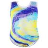 EQSJIU Gymnastics Leotards for Girls Swirl Oil Painting Tie Dye 18 24 month 2t 3t One-Piece Outfit Sparkly Shiny Ballet Dance Yellow Blue view 1