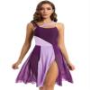 Huimingda Women Dress for Lyrical Dance Leotard Sleeveless Modern Contemporary Dancewear Costume Irregular Tulle Skirt Violet Medium view 1