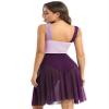 Huimingda Women Dress for Lyrical Dance Leotard Sleeveless Modern Contemporary Dancewear Costume Irregular Tulle Skirt Violet Medium view 2