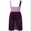 Huimingda Women Dress for Lyrical Dance Leotard Sleeveless Modern Contemporary Dancewear Costume Irregular Tulle Skirt Violet Medium view 4
