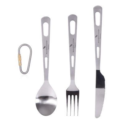 Boundless Voyage Titanium 3-Piece Cutlery Set Flatware Spoon Fork Knife Ultralight Portable Titanium Utensils Tableware for Home Use Travel Outdoor