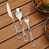 Boundless Voyage Titanium 3-Piece Cutlery Set Flatware Spoon Fork Knife Ultralight Portable Titanium Utensils Tableware for Home Use Travel Outdoor view 2