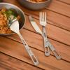 Boundless Voyage Titanium 3-Piece Cutlery Set Flatware Spoon Fork Knife Ultralight Portable Titanium Utensils Tableware for Home Use Travel Outdoor view 4