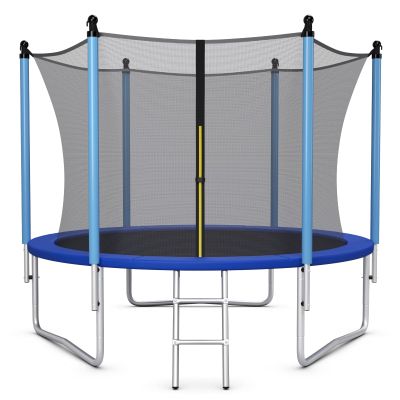 GYMAX Trampoline, 8FT 10FT 12FT 14FT 15FT 16FT Recreational Trampolines w/Safety Enclosure Net & Ladder - ASTM Certificated, Outdoor Trampoline for Kids and Adults (8FT, Internal-Net)