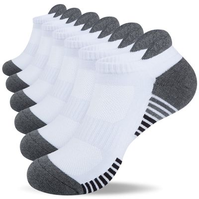 Lapulas Low Cut Cushioned Anti-Blister Tab Sports Running Socks White Socks for Men Women 6Pairs Medium