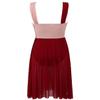 Hularka Women's Lyrical Modern Dance Color Block Ballet Leotard Dress for Dance Competition Costume Burgundy Small view 4