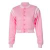 babyhealthy Womens Crop Varsity Jacket Button Down Bomber Baseball Jacket Streetwear Short Coat view 1